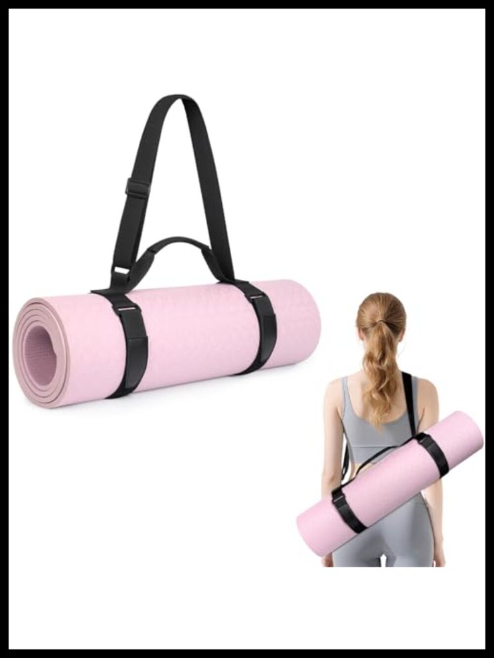 Yoga Mat Strap Adjustable Carrier with Shoulder Strap and Handle, Nylon